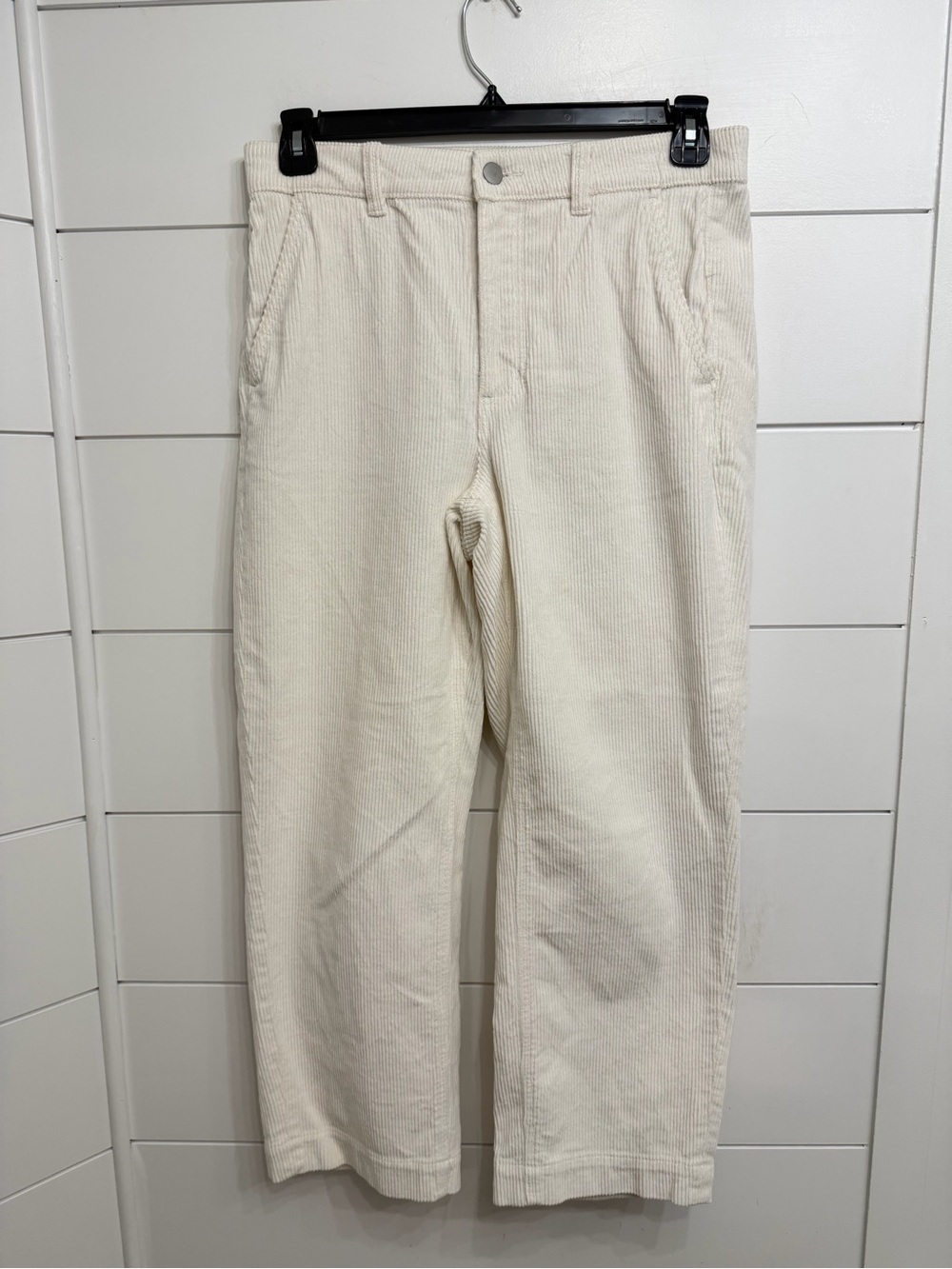 Everlane Women's White Corduroy Straight Leg Crop Pants Size 8 36900 - Picture 4 of 9